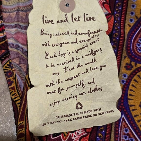 New One World Boho Paisley Tunic Dress Petite S Live & Let Live Long-Line Top - Picture 9 of 13